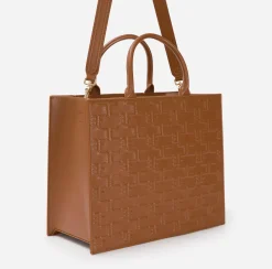 Borse A Mano|Elisabetta Franchi Bold Monogram Large Shopper Cuoio