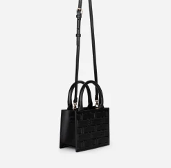Borse A Mano|Elisabetta Franchi Bold Monogram Mini Shopper Nero