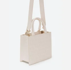 Borse A Mano|Elisabetta Franchi Bold Monogram Small Shopper Burro
