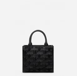 Borse A Mano|Elisabetta Franchi Bold Monogram Small Shopper Nero
