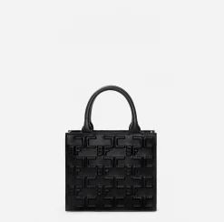 Borse A Mano|Elisabetta Franchi Bold Monogram Small Shopper Nero