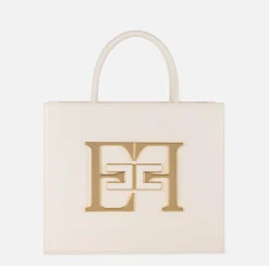 Borse A Mano|Elisabetta Franchi Borsa a mano media con logo Burro