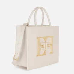 Borse A Mano|Elisabetta Franchi Borsa a mano media con logo Burro