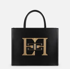 Borse A Mano|Elisabetta Franchi Borsa a mano media con logo Nero