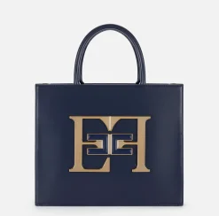 Borse A Mano|Elisabetta Franchi Borsa a mano media con logo Navy