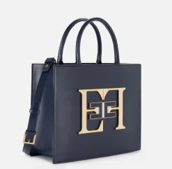 Borse A Mano|Elisabetta Franchi Borsa a mano media con logo Navy