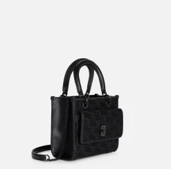 Borse A Mano|Elisabetta Franchi Borsa a mano piccola con logo embossed Nero
