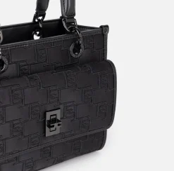 Borse A Mano|Elisabetta Franchi Borsa a mano piccola con logo embossed Nero