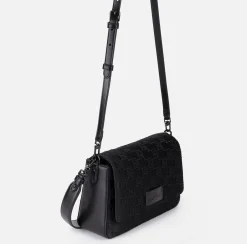 Borse A Spalla|Elisabetta Franchi Borsa a spalla media in raso ricamato Nero