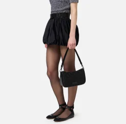 Borse A Spalla|Elisabetta Franchi Borsa a spalla piccola in raso ricamato Nero