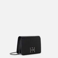 Borse A Tracolla|Elisabetta Franchi Borsa a tracolla con girello logo in metallo Nero