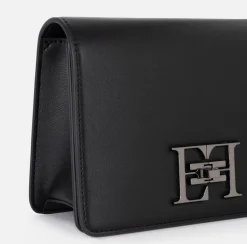 Borse A Tracolla|Elisabetta Franchi Borsa a tracolla con girello logo in metallo Nero