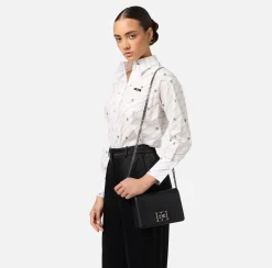 Borse A Tracolla|Elisabetta Franchi Borsa a tracolla con girello logo in metallo Nero