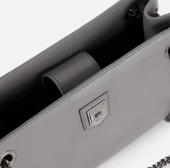 Borse A Spalla|Elisabetta Franchi Borsa a tracolla con scudetto in metallo silver Steel