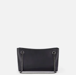 Borse A Spalla|Elisabetta Franchi Borsa a tracolla con scudetto in metallo silver Nero