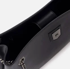 Borse A Spalla|Elisabetta Franchi Borsa a tracolla con scudetto in metallo silver Nero