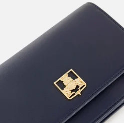 Borse A Tracolla|Elisabetta Franchi Borsa a tracolla in materiale sintetico con placca logo Navy