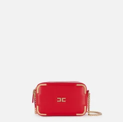 Borse A Tracolla|Elisabetta Franchi Borsa a tracolla in materiale effetto pelle con angoli in metallo RedPassion