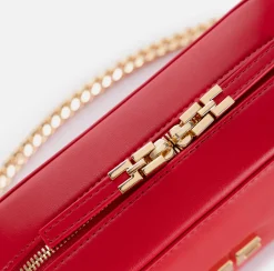 Borse A Tracolla|Elisabetta Franchi Borsa a tracolla in materiale effetto pelle con angoli in metallo RedPassion