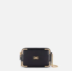 Borse A Tracolla|Elisabetta Franchi Borsa a tracolla in materiale effetto pelle con angoli in metallo Nero