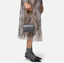 Borse A Tracolla|Elisabetta Franchi Borsa a tracolla in nappa con soffietto Steel