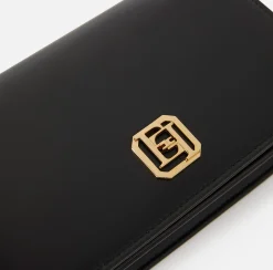 Borse A Tracolla|Elisabetta Franchi Borsa a tracolla in nappa con placca logo Nero