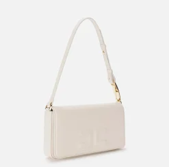 Borse A Spalla|Elisabetta Franchi Borsa a tracolla in pelle con logo embossed Burro