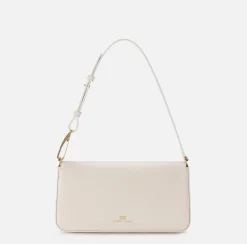 Borse A Spalla|Elisabetta Franchi Borsa a tracolla in pelle con logo embossed Burro