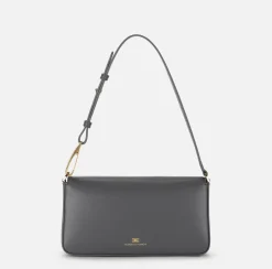 Borse A Spalla|Elisabetta Franchi Borsa a tracolla in pelle con logo embossed Steel