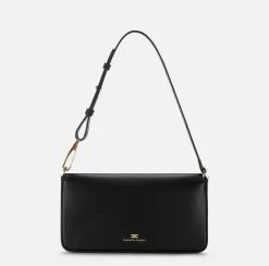 Borse A Spalla|Elisabetta Franchi Borsa a tracolla in pelle con logo embossed Nero