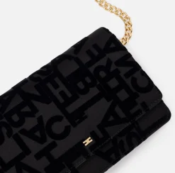 Borse A Tracolla|Elisabetta Franchi Borsa a tracolla in raso lettering Nero