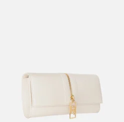 Clutch|Elisabetta Franchi Borsa baguette in materiale effetto pelle con zip Burro