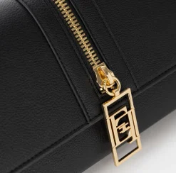 Clutch|Elisabetta Franchi Borsa baguette in materiale effetto pelle con zip Nero