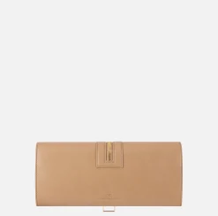 Clutch|Elisabetta Franchi Borsa baguette in materiale effetto pelle con zip Camel