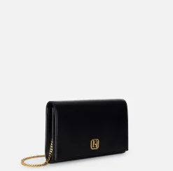 Borse A Tracolla|Elisabetta Franchi Borsa baguette in nappa con placca logo Nero