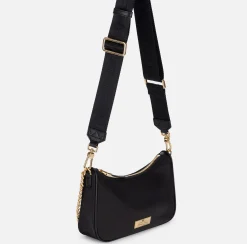 Borse A Spalla|Elisabetta Franchi Borsa con doppia tracolla e logo Nero