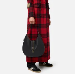 Borse A Spalla|Elisabetta Franchi Borsa hobo grande in materiale effetto pelle con zip Nero