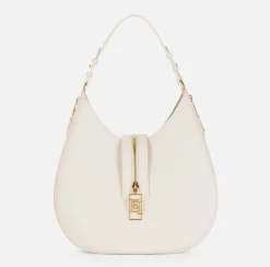Borse A Spalla|Elisabetta Franchi Borsa hobo grande in materiale effetto pelle con zip Burro