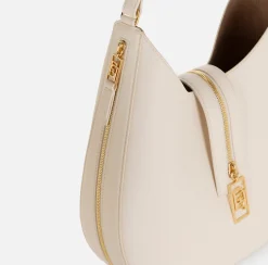 Borse A Spalla|Elisabetta Franchi Borsa hobo grande in materiale effetto pelle con zip Burro