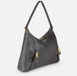 Borse A Spalla|Elisabetta Franchi Borsa hobo in nappa lucida Steel