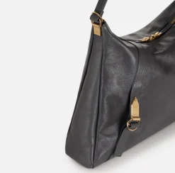 Borse A Spalla|Elisabetta Franchi Borsa hobo in nappa lucida Steel