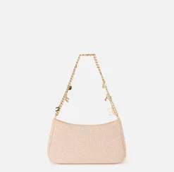 Borse A Spalla|Elisabetta Franchi Borsa hobo in tessuto con tracolla charms PeachRose