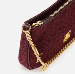 Borse A Spalla|Elisabetta Franchi Borsa hobo in tessuto con tracolla charms RougeNoir