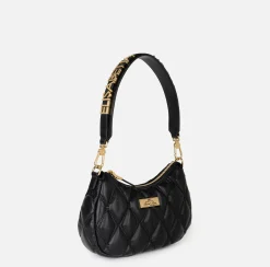 Borse A Spalla|Elisabetta Franchi Borsa hobo in tessuto embossed con lettering Nero