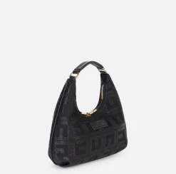 Borse A Mano|Elisabetta Franchi Borsa hobo in tessuto jacquard Nero