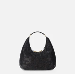 Borse A Mano|Elisabetta Franchi Borsa hobo in tessuto jacquard Nero