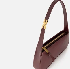 Borse A Spalla|Elisabetta Franchi Borsa hobo media in nappa lucida RougeNoir