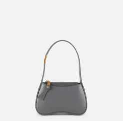 Borse A Spalla|Elisabetta Franchi Borsa hobo mini in nappa lucida Steel