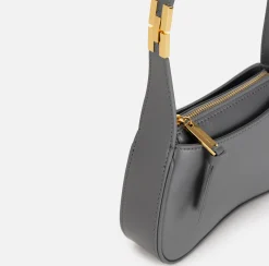 Borse A Spalla|Elisabetta Franchi Borsa hobo mini in nappa lucida Steel