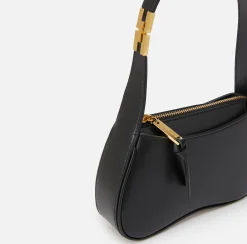 Borse A Spalla|Elisabetta Franchi Borsa hobo mini in nappa lucida Nero
